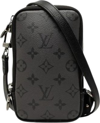 Louis Vuitton Pre-owned Double Phone Pouch - Dames - Vintage Schoudertas - Zwart - ONE Size - Leer - Vintage