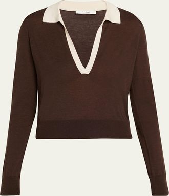 Frame Denim The Two-Tone Polo Sweater