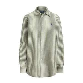 Ralph Lauren Classic Fit Striped Cotton-Linen Shirt - female - Ralph Lauren - Shirts - Green - 2XS - Blouses & Shirts