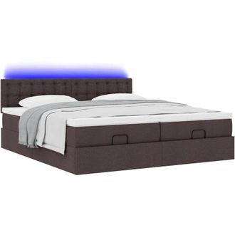 vidaXL Estructura Cama Otomana Colchones Tela Marr&oacute;n Oscuro 160x200 Cm Vidaxl