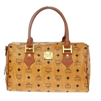 MCM Visetos Logogramme Canvas And Leather Brown Leather Handbag (Pre-Owned)