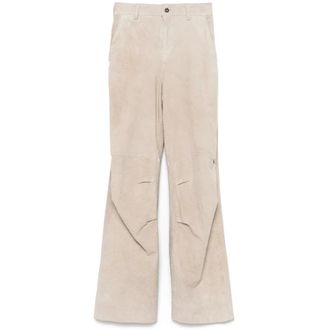 Salvatore Santoro Light Grey Leather Trousers with Pockets