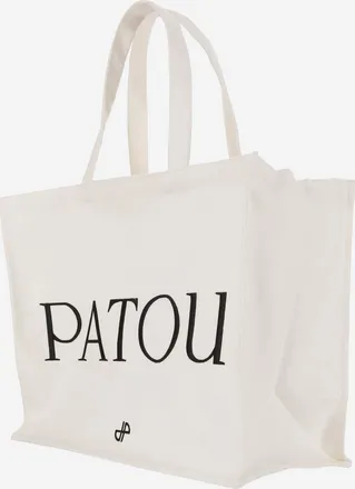 Patou Womens Large Cotton Canvas Tote Bag White Organic Shoulder