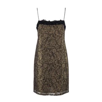 Nenette Gouden Kant Slipjurk - Dames - Korte kleedjes - Bruin - S - Kleedjes