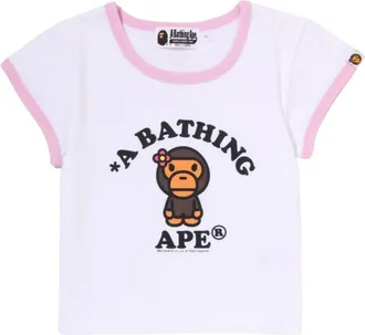A Bathing Ape (WMNS) A Bathing Ape Baby Lisa College Cropped T-Shirt White 2M20-209-301-WHT