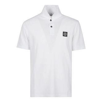 Stone Island Polo Shirts, male, White, Size: 2XL Short Sleeve Slim Fit Polo Shirt