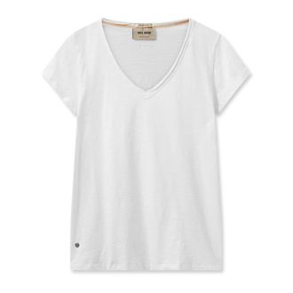 Mos Mosh Camiseta b&aacute;sica blanca con cuello en V - Tops - Mujer - Blanco - XS