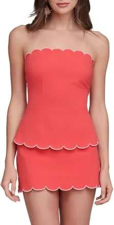 Avec Les Filles Scallop Edge Tube Top in Lobster Red at Nordstrom, Size X-Large