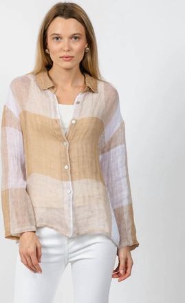 Elliott Lauren Mesh Easy Button Up Shirt In Latte