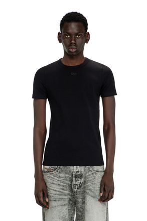 Diesel Slim short-sleeve top with laser cut Oval D - T-Shirts - Man - Black