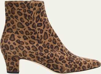 Manolo Blahnik 50mm Myconia Leopard-Printed Suede Ankle Boots
