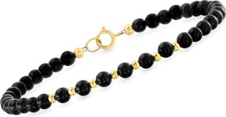 Canaria Canaria 4-4.5mm Onyx Bead Bracelet in 10kt Yellow Gold