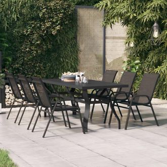 Berkfield Home Garden Table Black 180x80x70 cm Steel & Glass | Size: 180 x 80 x 70 cm