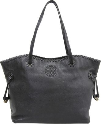 Tory Burch Black Leather Shoulder Bag Tote Bag (Pre-Owned)