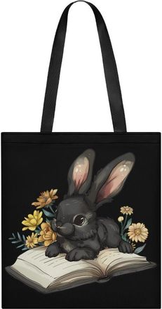 Generic Black Rabbit Book Tote Bag for Women Men Shoulder Bags Purses Pouch Handbags
