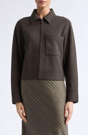 Vince Textured Knit Zip Jacket in Dark Thyme at Nordstrom, Size Xx-Small