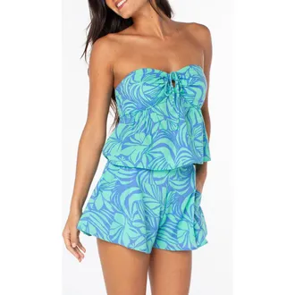 Roxy Ventura Strapless Cotton Babydoll Top in Cornflower at Nordstrom, Size X-Large