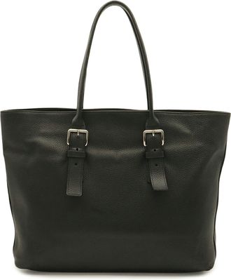 Louis Vuitton Noir Leather Shoulder Bag Tote Bag (Pre-Owned)