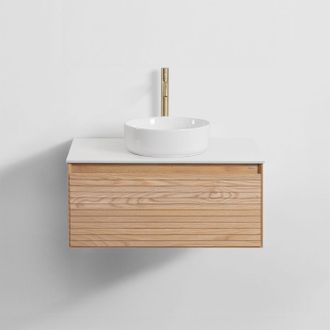 Sklum Conjunto De Mueble De Ba&ntilde;o Suspendido 80x50 Cm En Madera De Fresno Tedrik Sklum