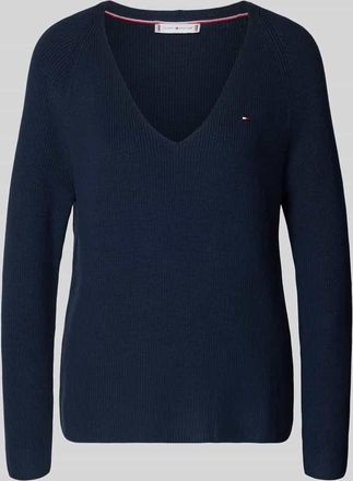 Tommy Hilfiger Regular Fit Strickpullover aus reiner Baumwolle in Marine, Größe XXL