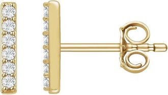 Diamond2Deal 14K Gold 1/10ct Lab-Grown Diamond Bar Stud Earrings Clarity SI, Color G-H