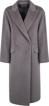 Tagliatore Abrigo Largo Lino Lazo Doble - Coats - Mujer - Gris - 2XS
