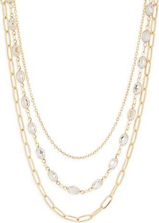 Nordstrom Rack 3-Piece Layered CZ Chain Necklace in Clear- Gold at Nordstrom Rack