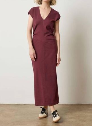 Lilla P Side Tuck Maxi Dress In Mulberry