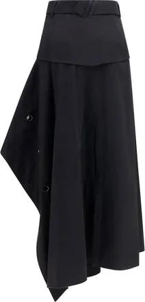 Burberry Womens Black Cotton Long Skirt