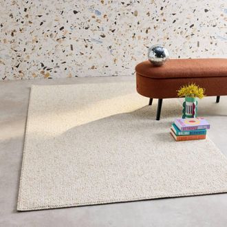 Sweeek Cream Mottled Effect Loop Pile Interior Rug | Size: 160 cm x 230 cm
