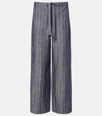 Max Mara Cresta pinstripe linen wide-leg pants