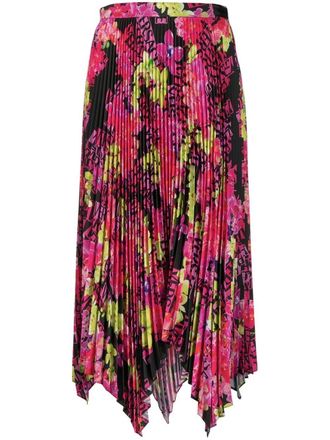 Versace Gonna plissettata a fiori - Nero