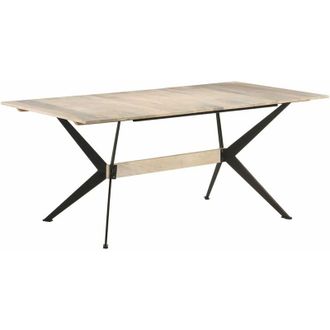 vidaXL Mesa De Comedor De Madera Maciza De Mango 180x90x76 Cm Vidaxl