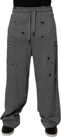 Dolce & Gabbana Gray Cotton RipStyle Straight SweatMens Mens Pants