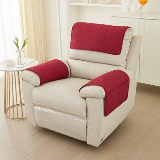 OEM Funda De 3 Piezas Para Reposabrazos De Sof&aacute;, Antideslizante, Sof&aacute; (chaise Longue De 1 Plaza, Juego De 3 Piezas), Textura A Cuadros, Blanco Roto