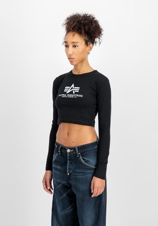 Alpha Industries Sweater ALPHA INDUSTRIES Basic Cropped Longsleeve W, Damen, Gr. XL, schwarz, Obermaterial: 95% Baumwolle, 5% Elastan, slim fit, Sweatshirts Sweater