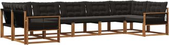 vidaXL Conjunto De Sof&aacute;s De Exterior 7 Uds. Natural Y Negro Vidaxl