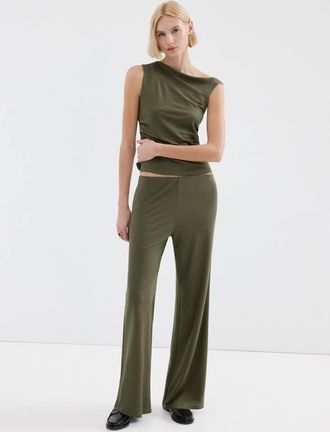 Mango Pantaloni diritti vita elasticizzata kaki - Donna - XS - MANGO