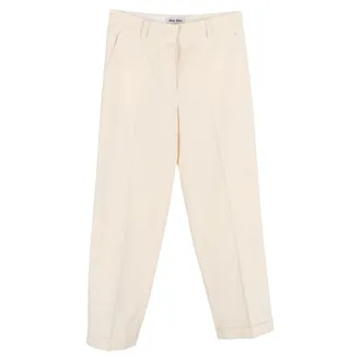 Miu Miu Straighht-Leg Trousers in Cream Cotton