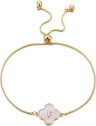 Adornia Mother of Pearl Initial Clover Bracelet in White-F at Nordstrom Rack