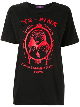 Yohji Yamamoto logo-print slim-fit T-shirt - women - Cotton - 2 - Black