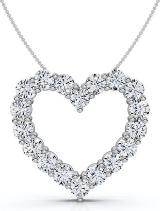 Pompeii3 5Ct Diamond Heart Pendant 14k Gold Lab Grown 1 1/5 Tall 18 Necklace