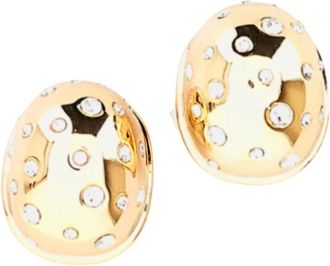 Self Portrait Gouden Gebogen Kristallen Oorbel - Dames - Oorbellen - Geel - ONE Size - Accessoires