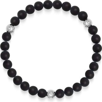 Nialaya Bracciale con sfere in onice 6mm - Nero