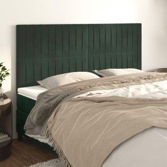 vidaXL Cabeceros 4 Unidades De Terciopelo Verde Oscuro 100x5x78/88 Cm Vidaxl