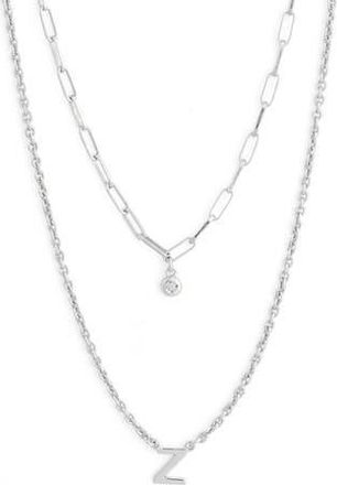 Meshmerise Diamond Initial Charm Necklace in White-Z at Nordstrom Rack