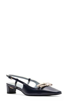 Frances Valentine Emma Slingback Pump in Navy/Oyster at Nordstrom, Size 8.5