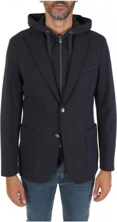 HUGO BOSS Jassen, Heren, Blauw, L, Wol, Single-breasted Blazer