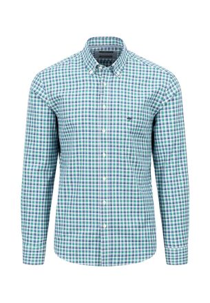 Fynch-Hatton Button-Down Shirt in Checked Pattern, Grass Green, XXL