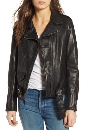 Schott NYC Lightweight Leather Jacket in Black at Nordstrom, Size X-Small